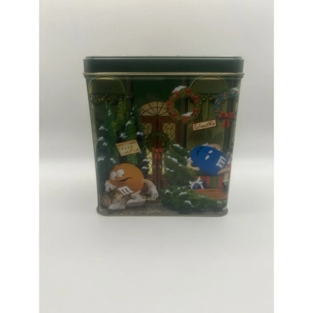 2-PC‎ M&Ms Brand Christmas Village Metal Tin Canisters Limited Edition